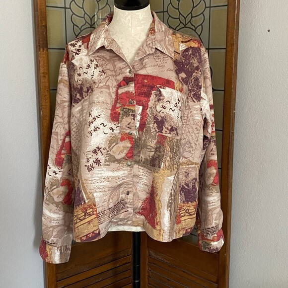 Chico's Suede Feel Retro Button Down Boxy Lightweight Jacket Size M - Picture 1 of 8